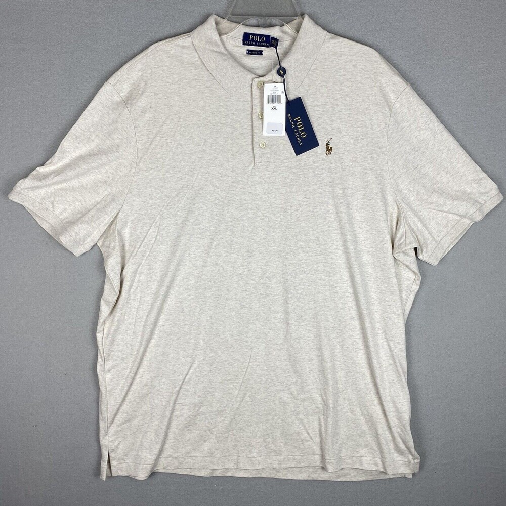Polo Ralph Lauren Shirt Men XXL Golf Polo Ivory Colored Pony SS Classic Fit $95